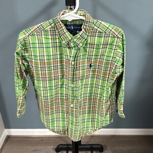 Polo by Ralph Lauren Men's Vibrant Green and Brown Plaid Shirt